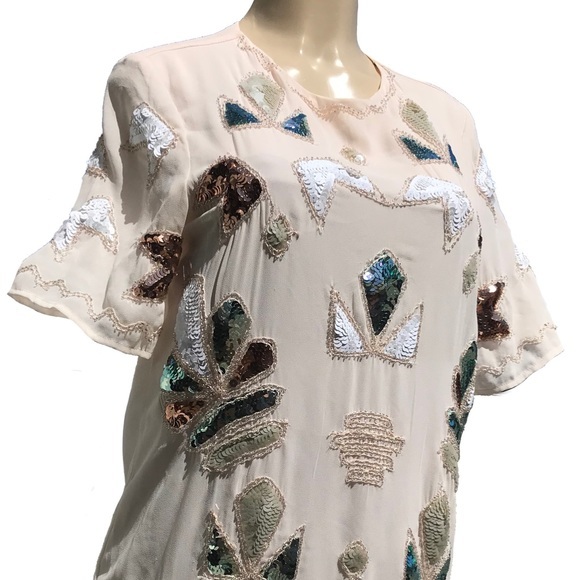 Beautiful Cream Mermaid Sequin Mini Cocktail Dress - Picture 9 of 9